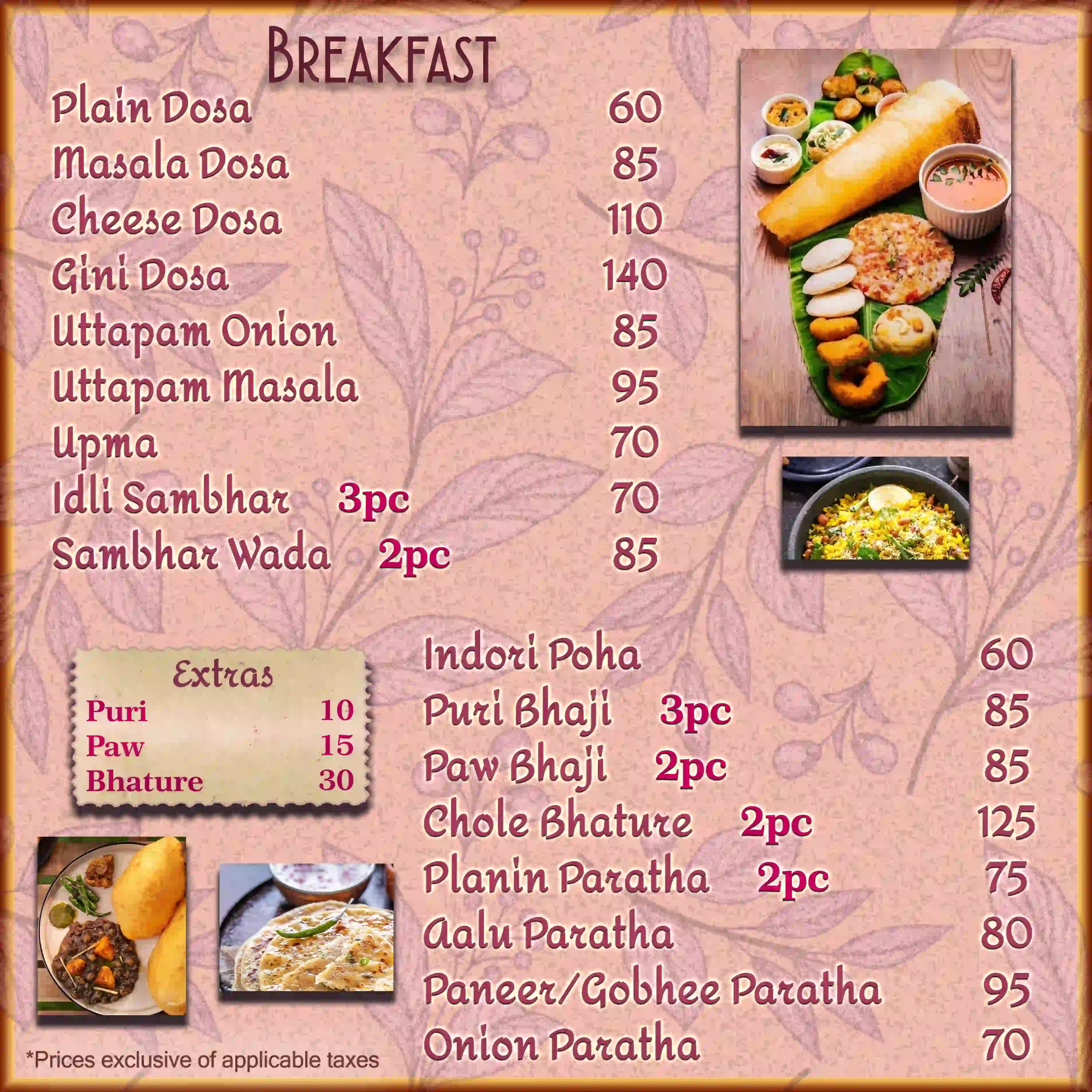 Hotel CM Park Menu