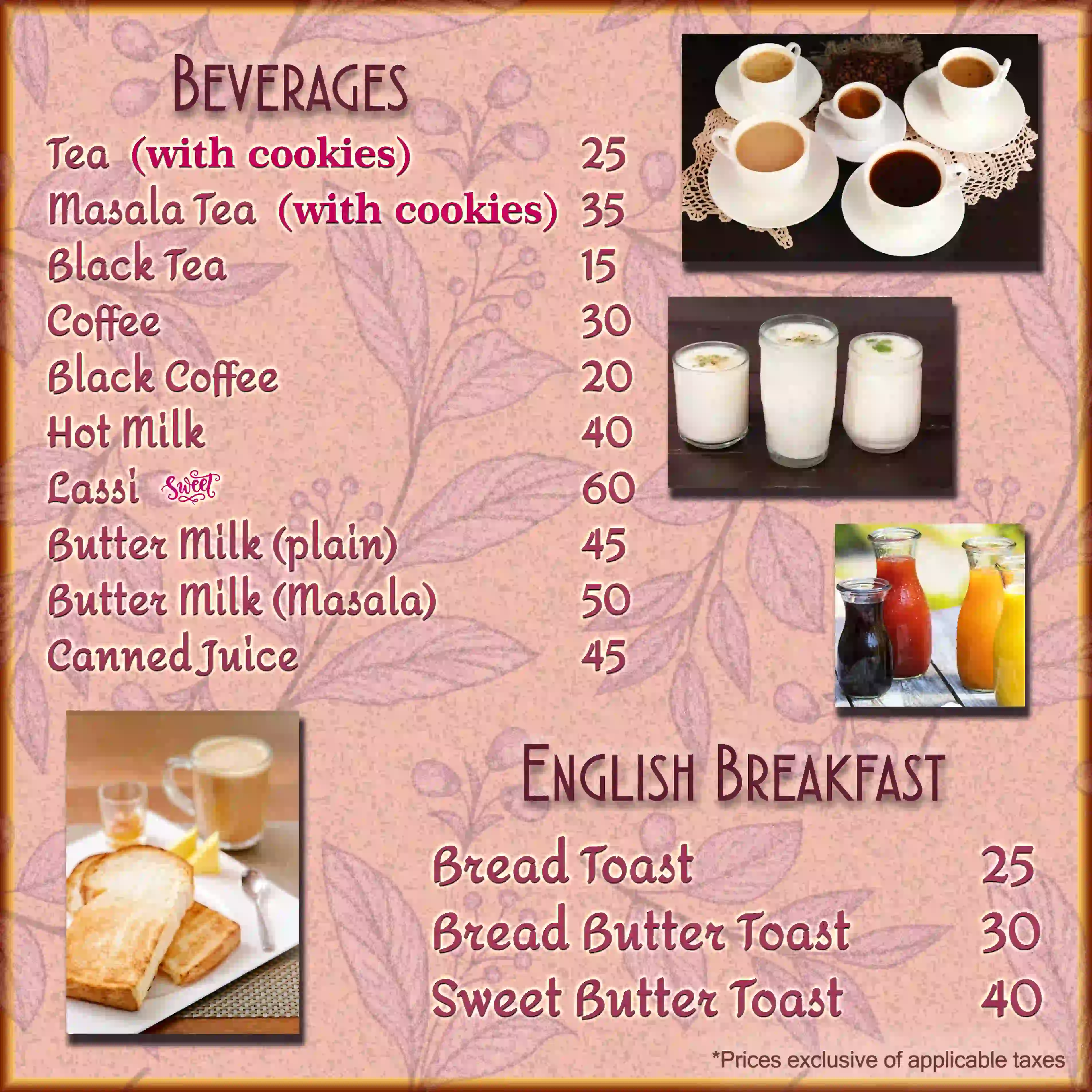 Hotel CM Park Menu
