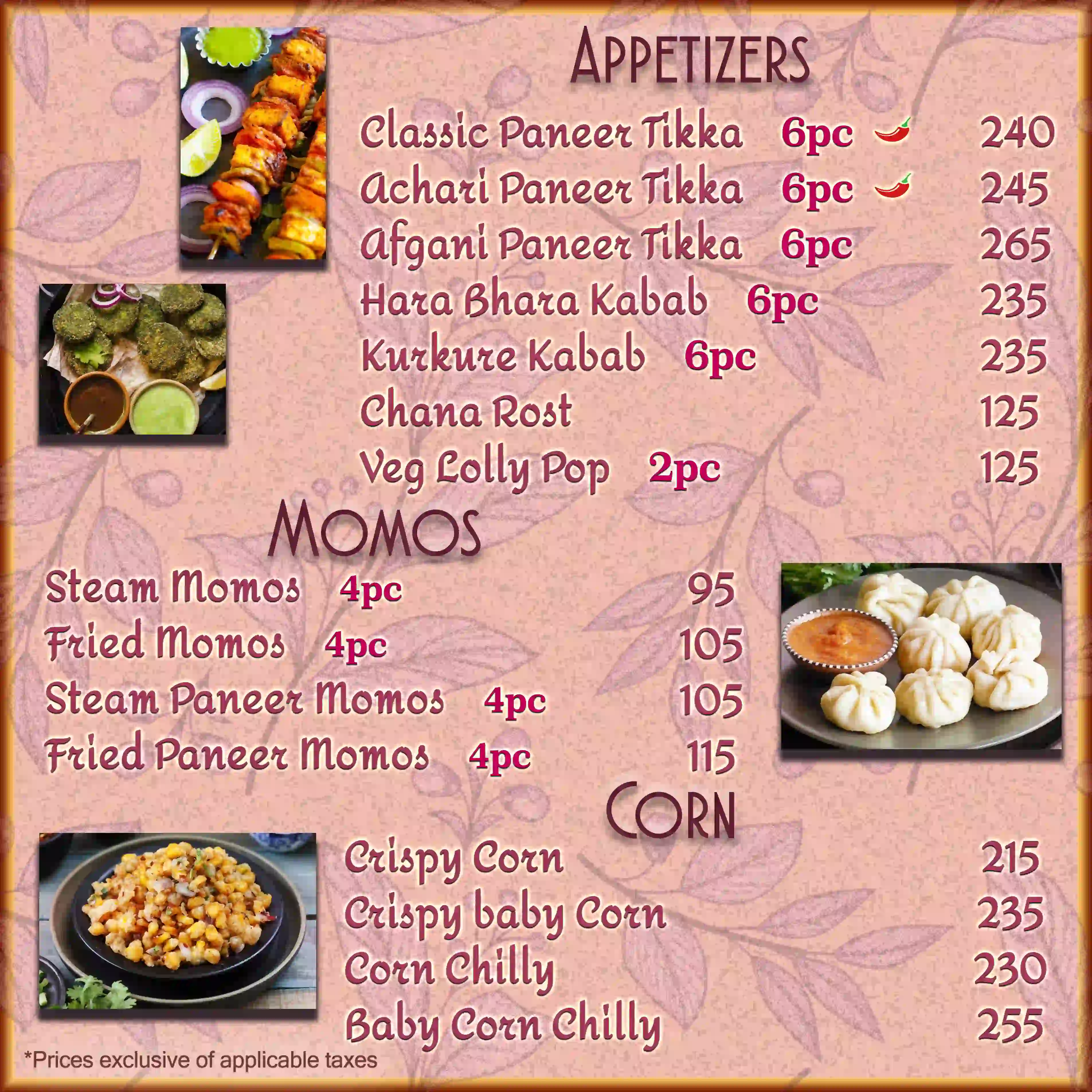 Hotel CM Park Menu