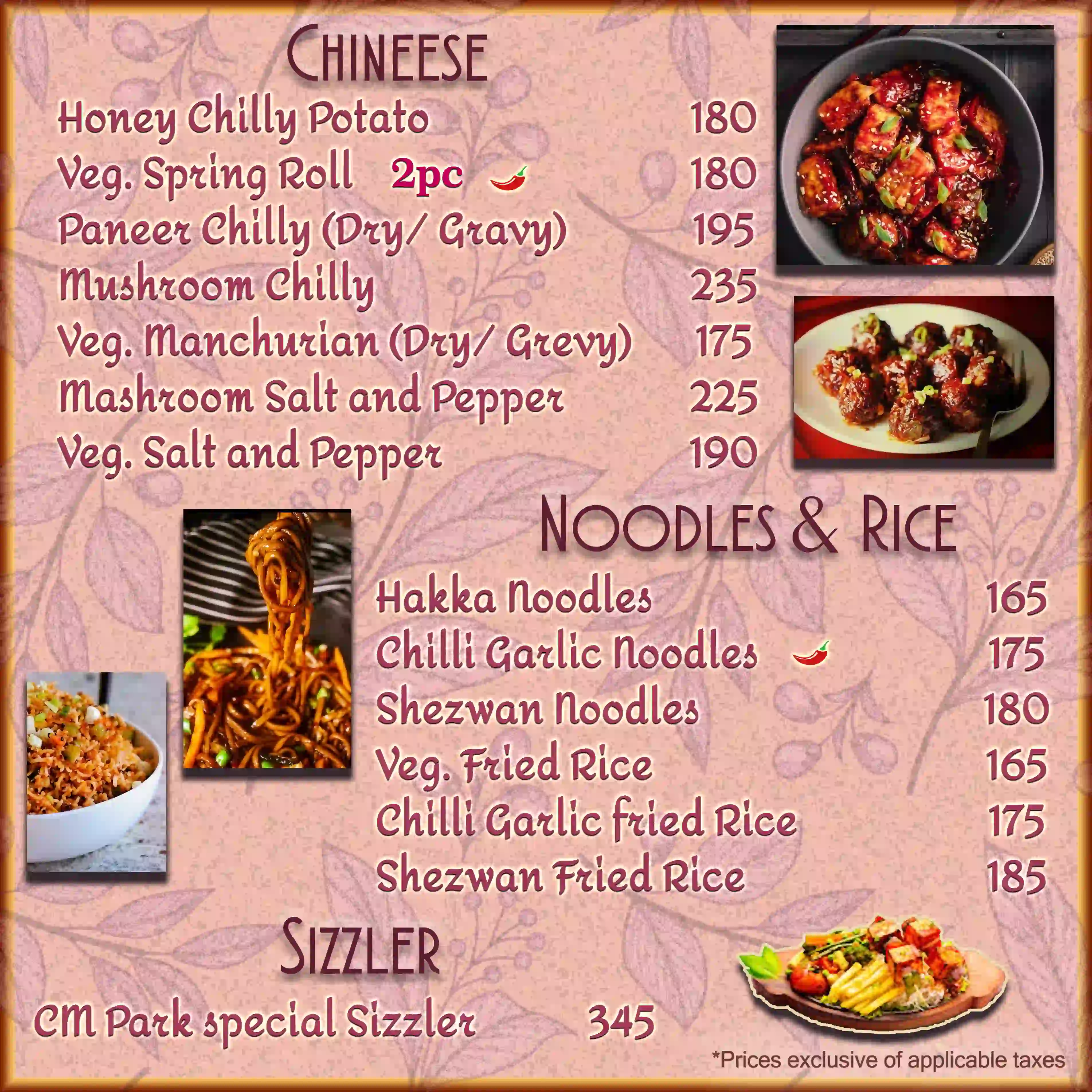 Hotel CM Park Menu