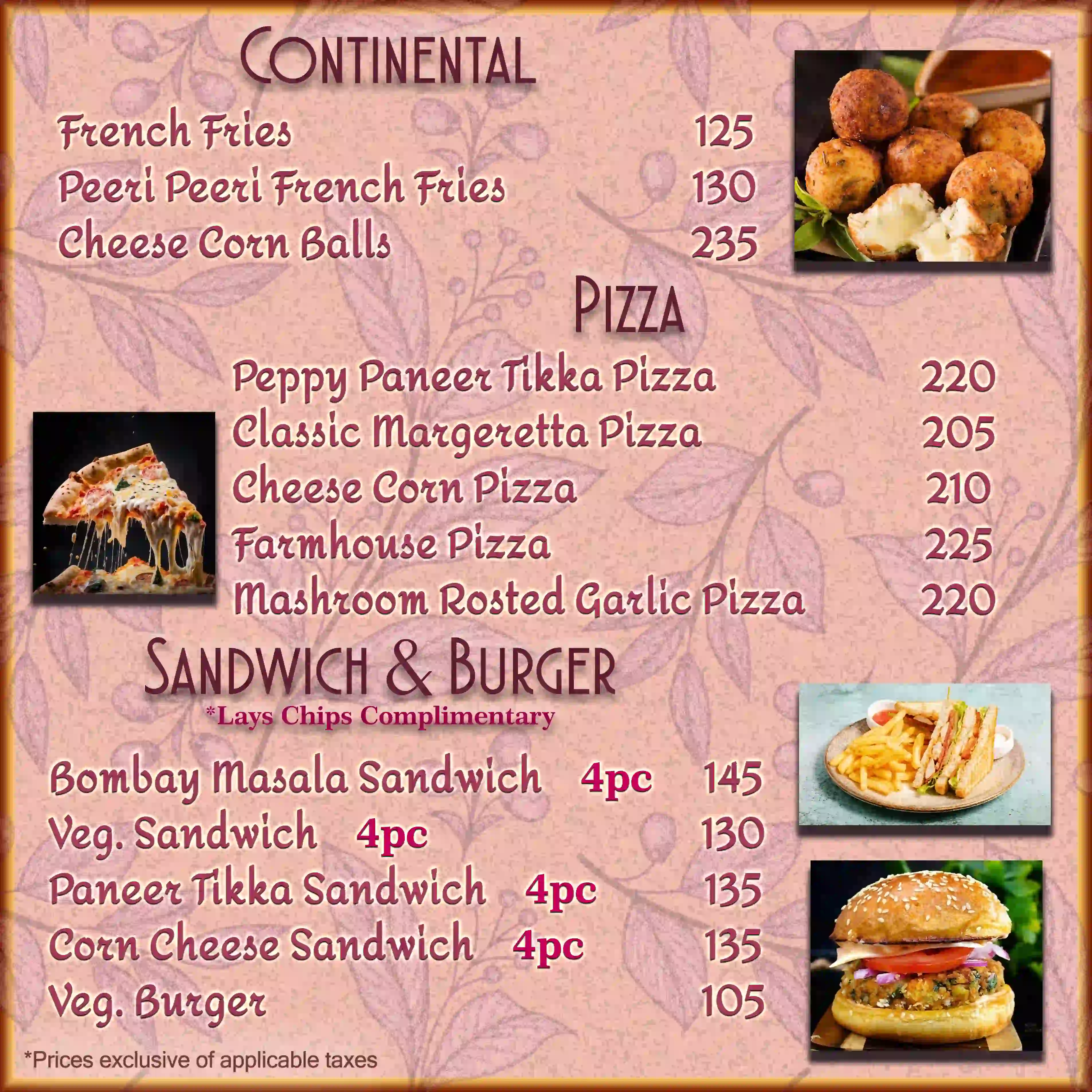 Hotel CM Park Menu