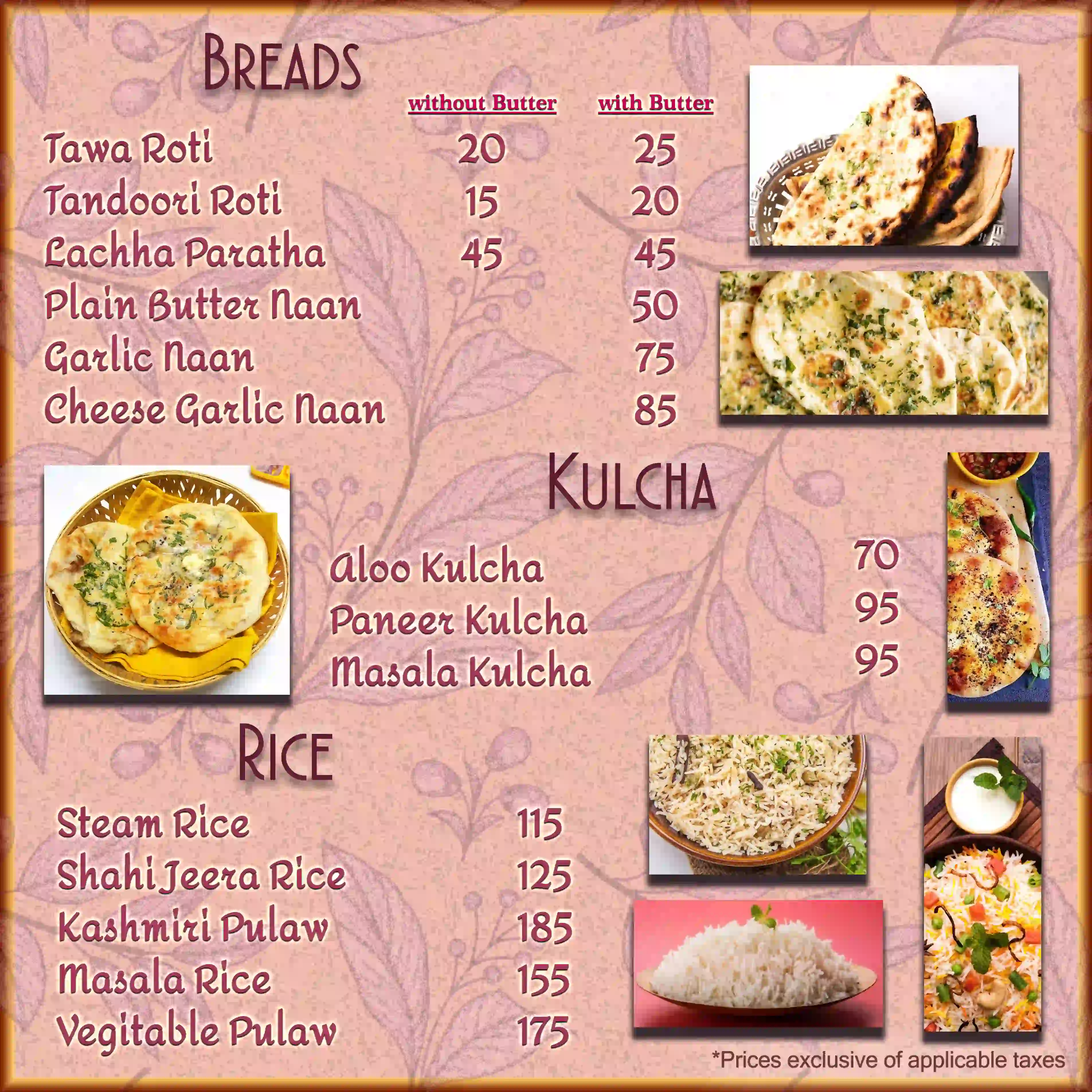 Hotel CM Park Menu