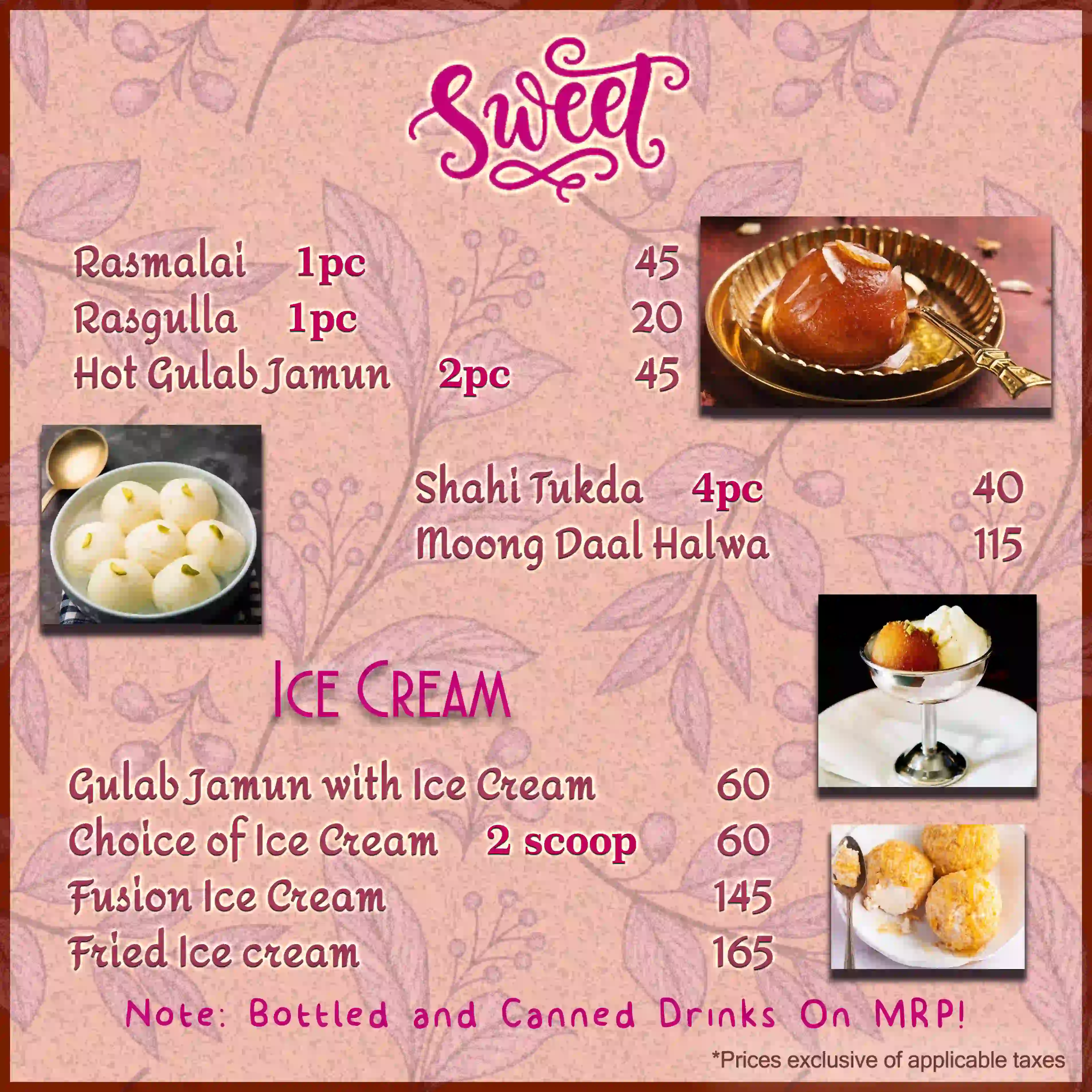 Hotel CM Park Menu